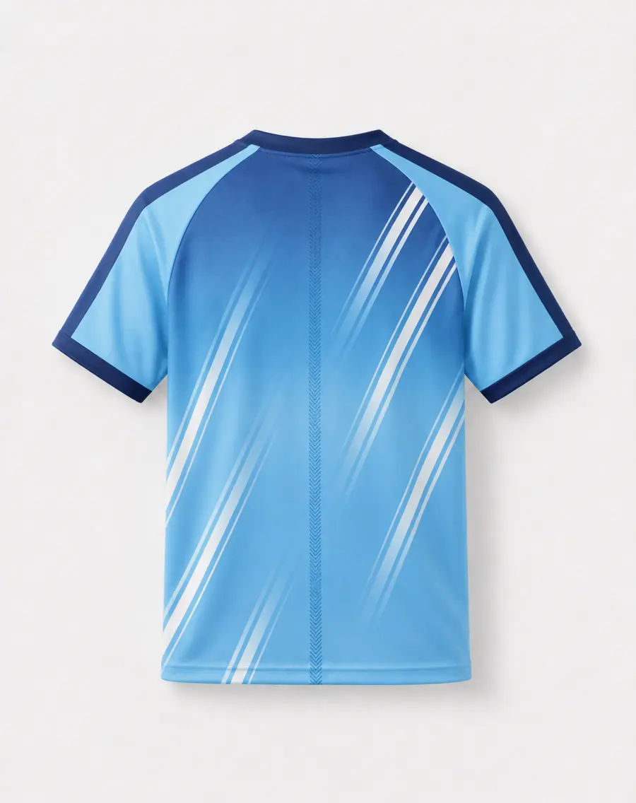 Sky Navy back view in Sky Blue · Navy