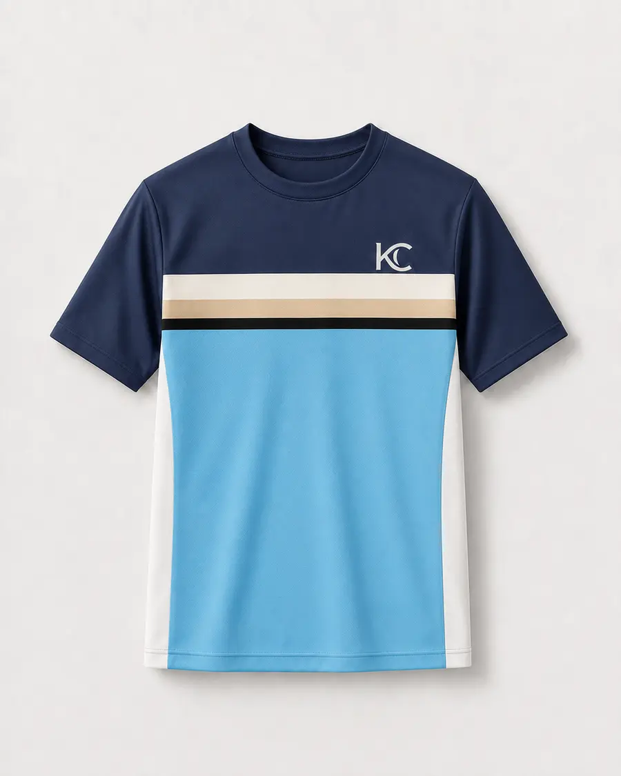 Sky Blue Navy front view in Sky Blue · Navy · White